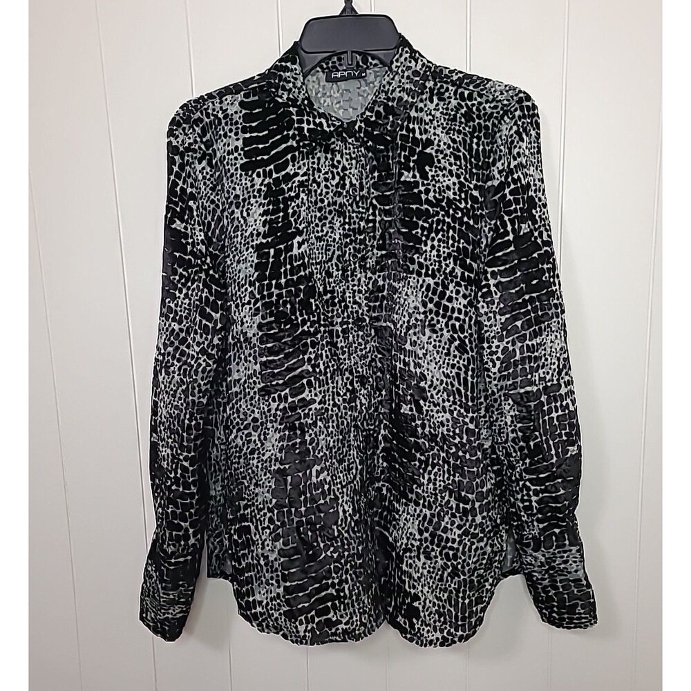 APNY Velvet Button Down Shirt Size M Grunge Rave Dark Romantic Retro